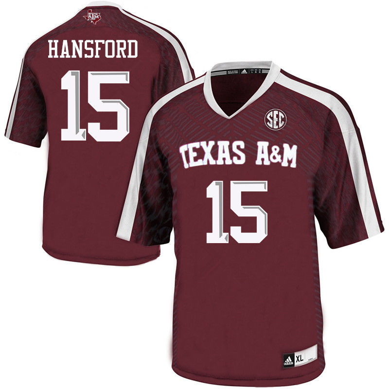 Men #15 Aaron Hansford Texas A&M Aggies College Football Jerseys-Maroon
